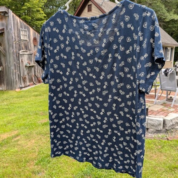 Anthropologie W5 Navy Blue Bicycle Print Shirt - Picture 4 of 5